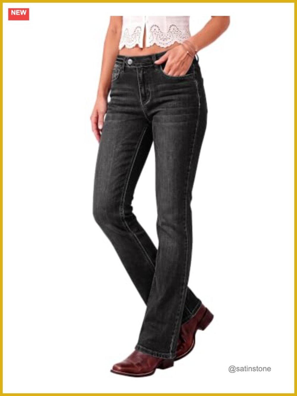 luvamia Bootcut Jeans Mid Rise Slim Flare Stretch Denim 30" Inseam